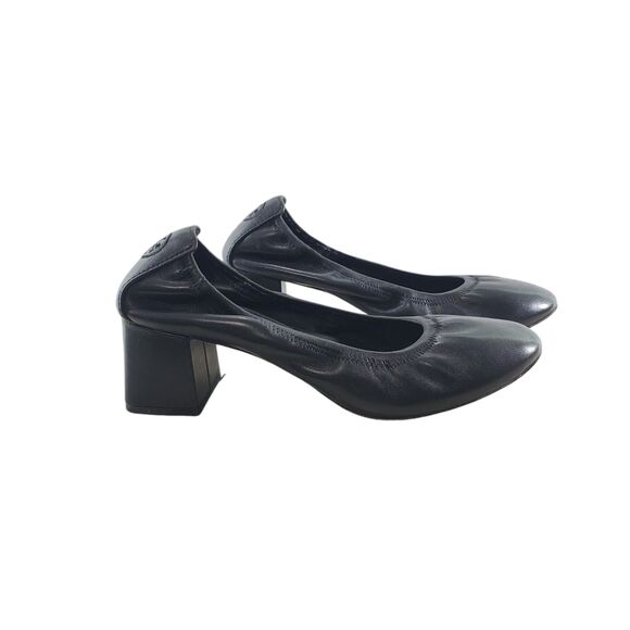 8.5 Tory Burch 55 MM Eddie Pump Chunky Block Heel Ballet Perfect Black Soft